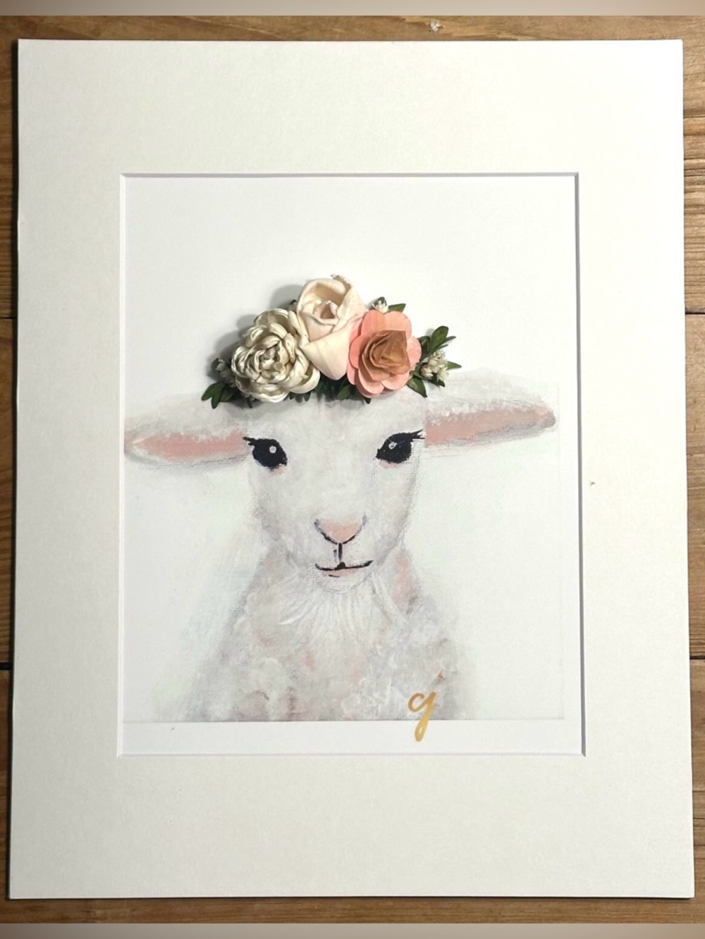 Framed Nursery Wall Art Lamb Print 8x10 Matted Baby Room Decor